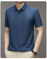 Camiseta De Verano De Seda Helada Con Manga Corta Absorbente De Sudor Color Sólido Top Ligero Con Cuello Redondo Gran Tamaño - details 4