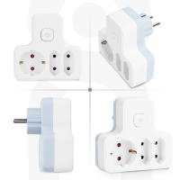 Aigostar Adaptador Enchufes con Interruptor ,3 Tomas Adaptador Enchufes con Protección Infantil,1 Schuko,2 Clavija EU,Blanco - details 5