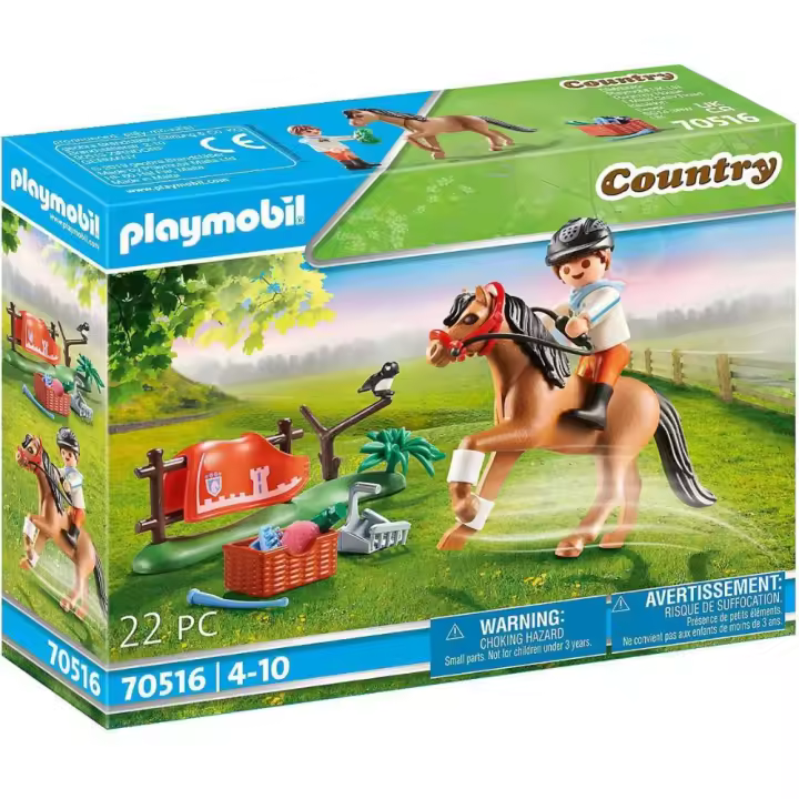 PLAYMOBIL country poni coleccionable connemara (70516) pony con manta y accesorios para caballos - 1