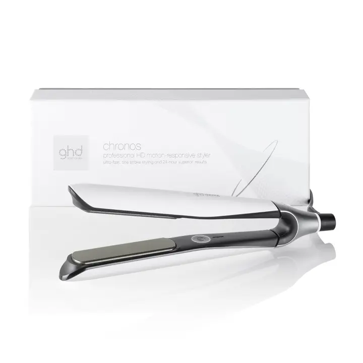 ghd chronos - plancha de pelo profesional, lisos, rizos y ondas de alta definición, 3 veces más rápida, tecnología HD motion-responsive, temperatura óptima de peinado 185ºC BLANCO - 1