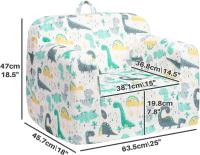 Sofá infantil con relleno de espuma ultra suave, sofá de lectura de franela para niñas y niños, color blanco con dinosaurios - details 0