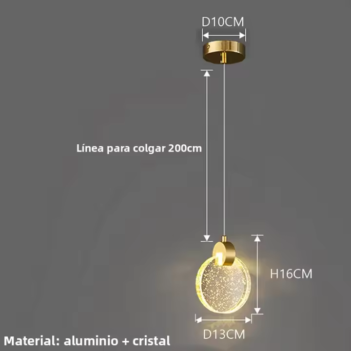 Modern LED Colgante De Cristal Redondo Para Sala De Estar Y Dormitorio Con Cuerda De Chandelier Hasta 200cm Decoración De Hogar Incluye Bombilla - 1