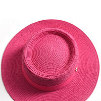 Sombrero De Paja Para Mujer Moda Verano Protección Solar Ribete Plano Cordón Estilo Casual Para Playa Y Viajes - details 3