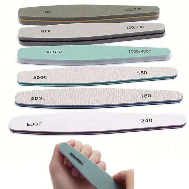 Set Profesional De Archos Para Uñas 6Pcs Kit De Archos Y Linterna Mixta De Grano Para Uñas De Acrílico Material Emery EVA Esponja Papel De Herramienta De Belleza - 1