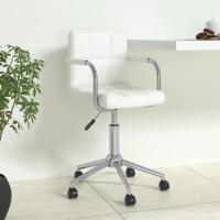 vidaXL Silla de oficina giratoria de cuero sintético blanco - details 0