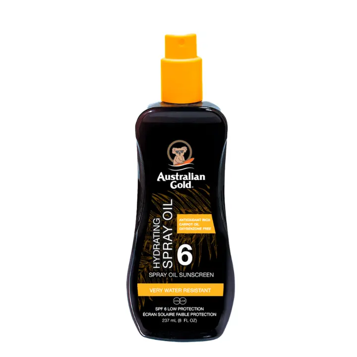 Australian Gold SPF 6 SPRAY OIL W/ CARROT, aceite bronceador con protección, 237ml - 1