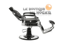 Sillón Clásico de Barbero hidráulico estilo Retro Vintage con reposapies integrado Modelo Buzz Silver Negro - details 1