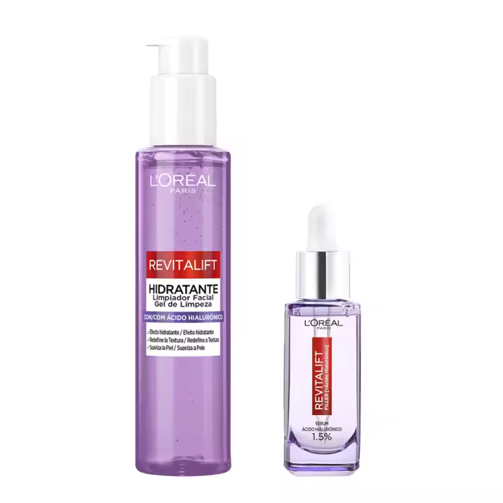 L'Oréal Paris Revitalift Filler Serum Anti-arrugas con Ácido Hialurónico 30 ml + Revitalift Hidratante Limpiador Facial con Ácido Hialurónico 150 ml - 1