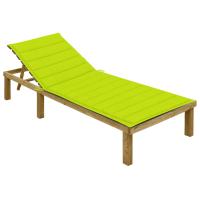 vidaXL Tumbona con cojín madera de pino impregnada en color Negro/Verde brillante/Estampado cuadros rojos y más | acolchados duraderos para sofás de jardín terraza exterior - details 1