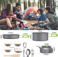 Kit de utensilios de cocina Para acampar, 14 piezas de utensilios de cocina de Aluminio para acampar, juego de utensilios de cocina portátil para 2-3 personas para acampar, picnic, barbacoa, senderism, senderismo - details 1