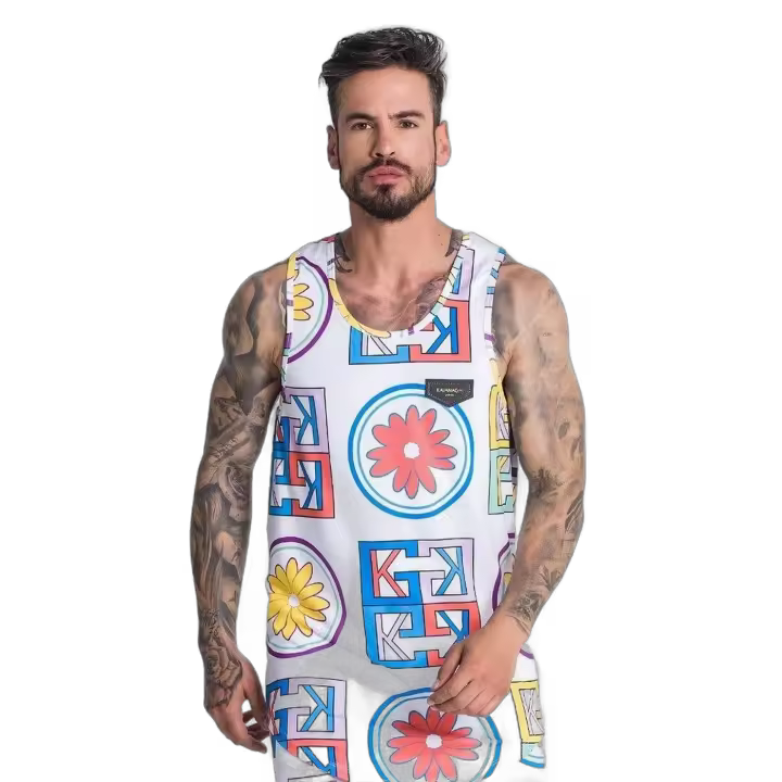 Camiseta Gianni Kavanagh de Tirantes Tiles Multicolor Blanco - 1
