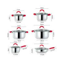 Swiss Line Bateria de cocina 12 Piezas / Acero inoxidable / Apta para todo tipo de cocina / Asas silicona roja - details 3