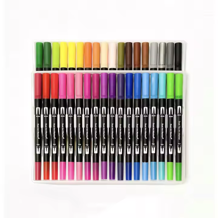 Bolígrafos para colorear para adultos, paquete de 36 rotuladores de Punta Doble, rotuladores de colores con Punta de Campo para adultos, marcadores para niños caligrafia, Cómic, Letra - 1