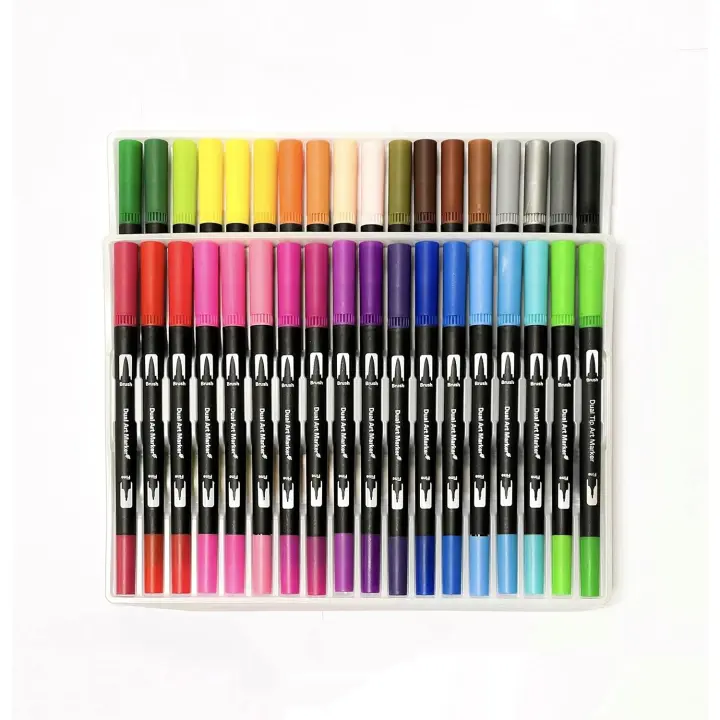Bolígrafos para colorear para adultos, paquete de 36 rotuladores de Punta Doble, rotuladores de colores con Punta de Campo para adultos, marcadores para niños caligrafia, Cómic, Letra - 1