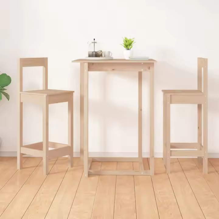 vidaXL Taburetes altos 2 uds madera maciza pino 40x41,5x112 cm en color Blanco/Natural | cómodas modernas ergonómicas para comedor cocina salón hogar - 1