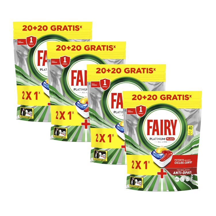Fairy | Platinum Plus 160 Cápsulas De Lavavajillas Todo En Uno Limón 5 Unidades de 20+20