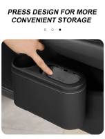 SEAMETAL Car Trash Can Colgante De Cuero ABS Organizador Universal Para Fila Trasera Con Soporte Para Bebidas Caja De Basura Dura - details 6