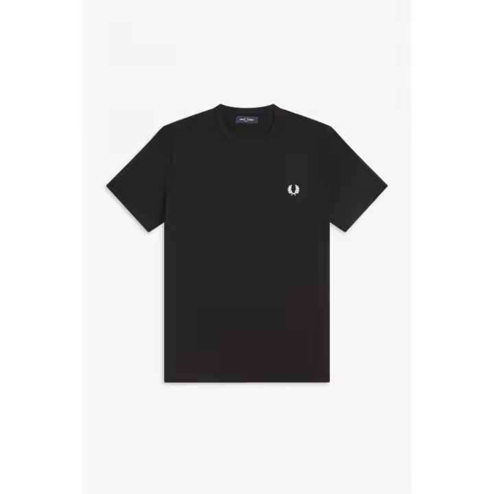 Camiseta Ringer Fred Perry Negra Clásica y Deportiva 100% Algodón - 1