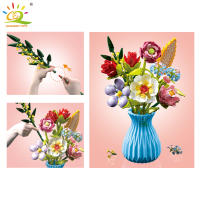 Bloques De Construcción 3D HUIQIBAO MOC Modelo De Flor Juguete Educativo Para Niños Kit De Bloques De Sunflower Y Rosa Decoración Del Hogar - details 15