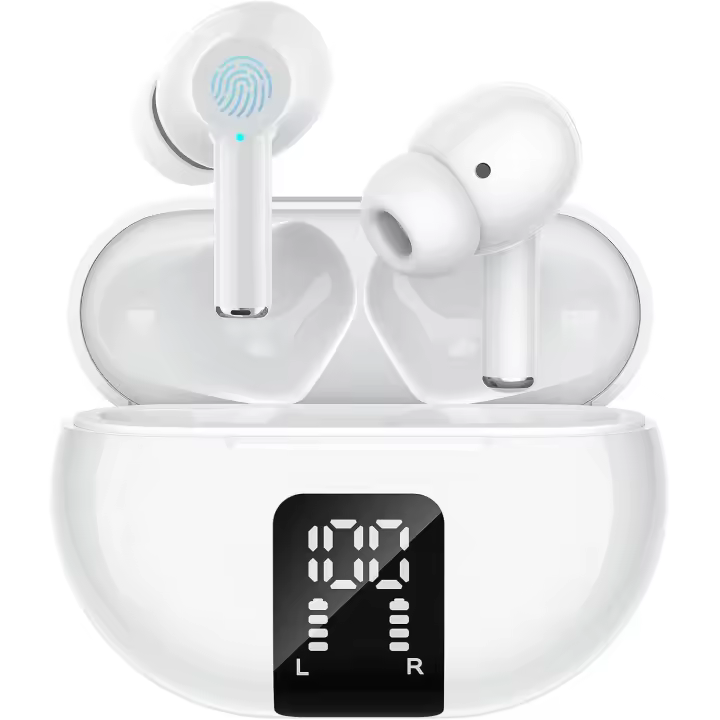 Auriculares Inalámbricos con Cancelación de Ruido, Cascos Inalambricos Bluetooth 5.3 con 4 HD Micró, HiFi Estéreo, Pantalla LED HD, Reproducción de 30H, Control Táctil, IPX7 Impermeables - 1