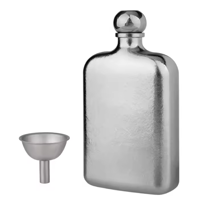 Botella De Bebida Portátil De Titanio 230ml Con Tapa De Sellado Y Funnel Ultra-Ligera Para Hombres Botella De Vino Y Whiskey - 1