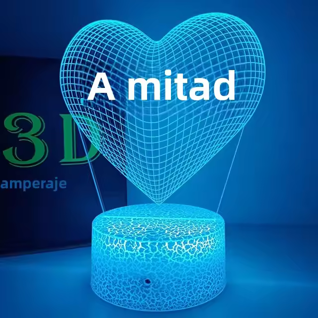 Lámpara Nocturna Romántica De LED En Forma De Corazón Decoración De Habitación Regalo De Cumpleaños Para Novia Y Amantes Luz De Escritorio 3D Incluye Batería AA - 1