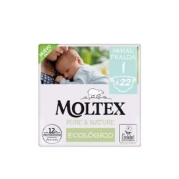 Pañal Moltex Pure & Nature Talla 1 2-5KG 22 Unidades - 1