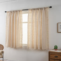Cortina Bohemia Pastoral Estilo Con Diseño De Red Tianzi Para Hogar Fiesta Dormitorio Hecha De Lino Translúcida Opcional - details 1