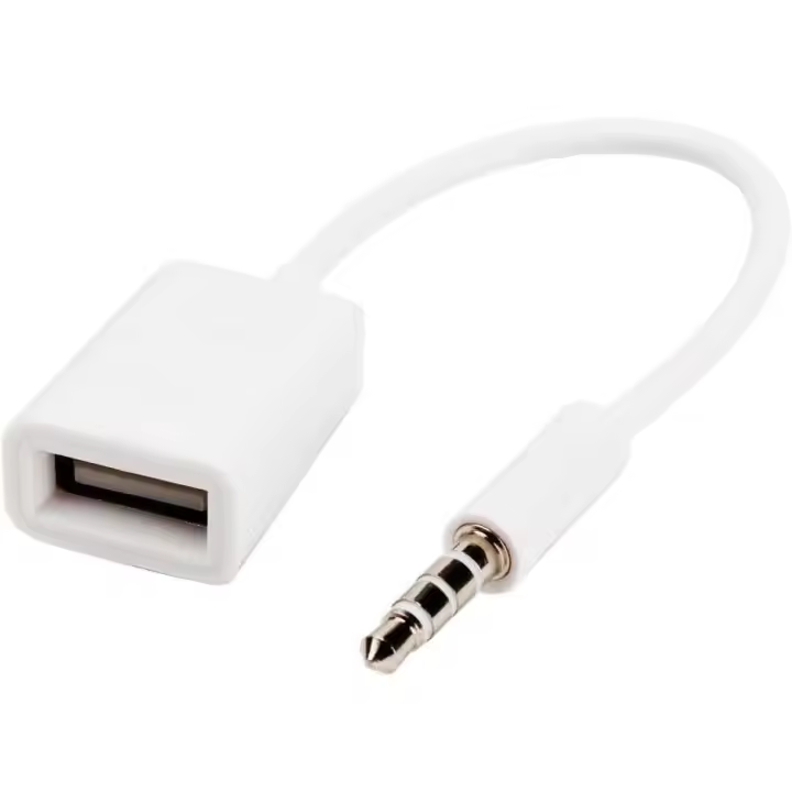 FGNS Aux to USB Adapter 3.5mm Macho Aux Audio Jack Enchufe a USB 2.0 Hembra,Adaptador de USB a Audio AUX, Cable convertidor USB a 3.5mm, Apto para conectar Dispositivo USB a Toma AUX del Coche, 20 cm, Blanco - 1