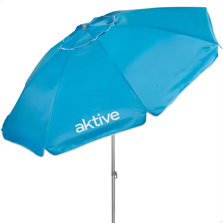Aktive Sombrilla playa antiviento, 240 cm, con 8 varillas de fibra de vidrio, protección UV50, mástil inclinable y regulable, ventilación superior y bolsa de transporte - 1