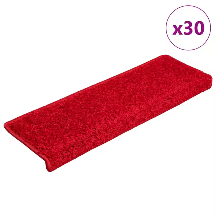 vidaXL Alfombrilla escalera 30 uds 65x21x4 cm rojo - 1