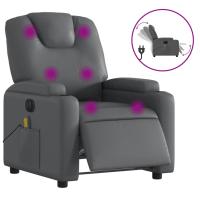 vidaXL Sillón de masaje reclinable eléctrico cuero sintético Negro, Crema, Marrón Sillon Dormitorio Sillon Comodos Silla Relax Sillón Sofá - details 2