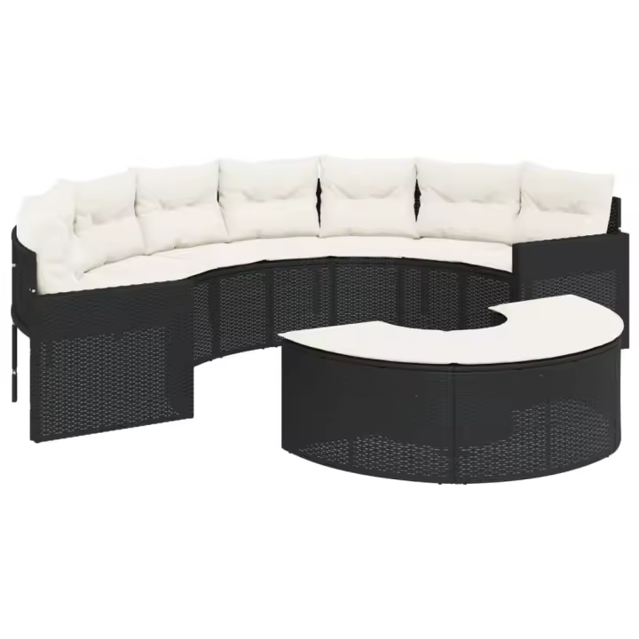vidaXL Sofá de jardín semicircular 2 piezas ratán sintético negro - 1
