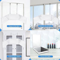 Espejo Tridimensional De 360 Grados Con LED Y Iluminación Para Maquillaje Y Peluquería Ajustable Para Auto Estilización Y Corte De Pelo - details 2