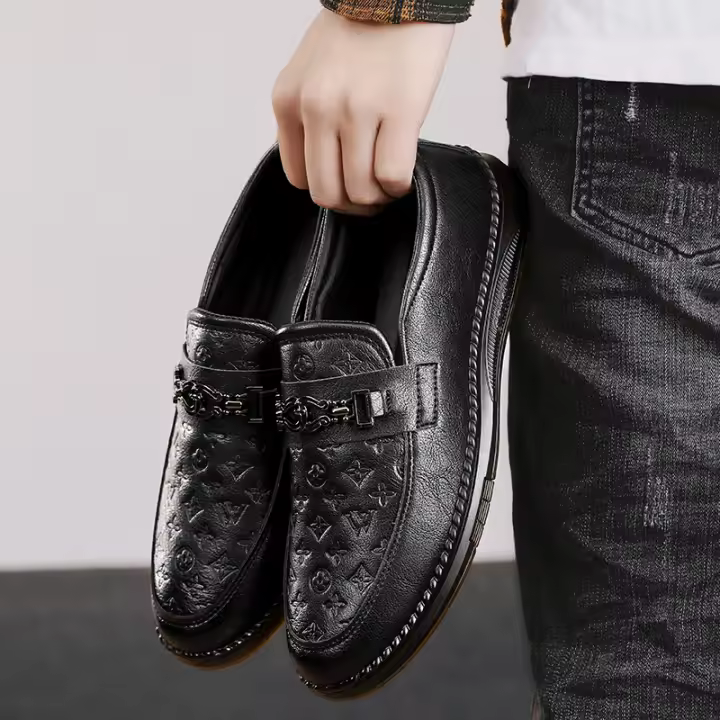 Zapatos De Cuero De Alta Calidad Para Hombre Loafers Italianos De Lujo Casual Transpirables Zapatos De Vestir Slip-on Para Conducir - 1