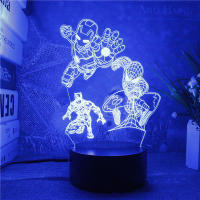 Lámpara De Noche LED 3D Anime the Avengers Infinity War Cambio De Color Spiderman Ironman Hulk Thor Luz De Mesa Infantil Con Botón De Encendido - details 7