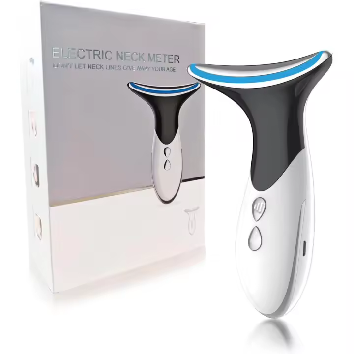 Masajeador de cuello y rostro con 3 modos de color y vibración para el cuidado de la piel, cuidado facial, de ojos y de cuello. - 1