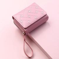 Monedero pequeño para mujer con corazón bordado, tarjetero de tres pliegues con múltiples ranuras para tarjetas - details 1