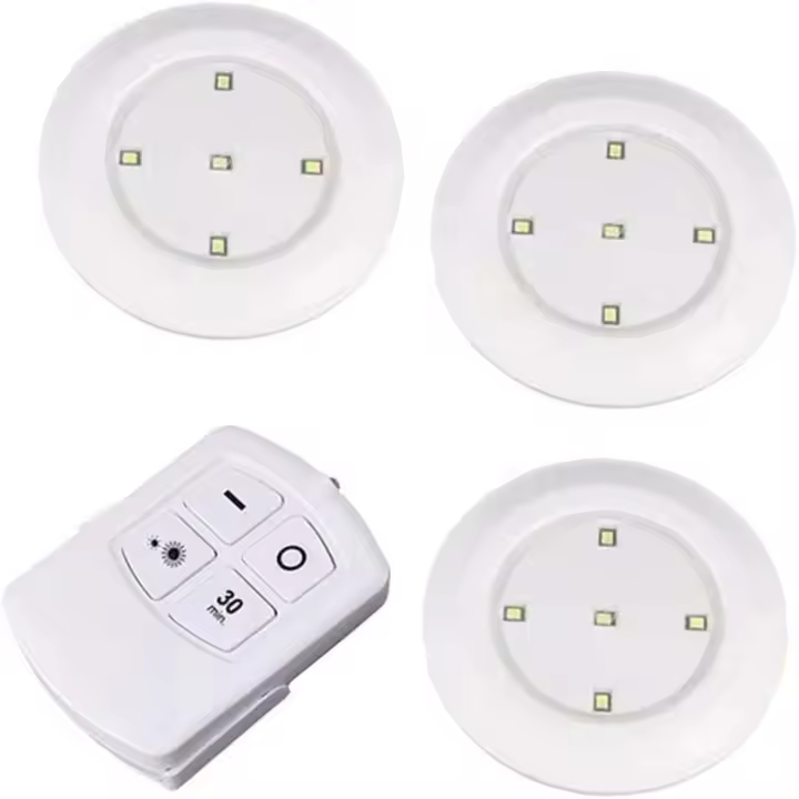 Luz de techo del Coche 3PCS, autoadhesiva con Pilas 5LED Luz inalámbrica Noche Luz LED Armarium Luz Super Bright - 1