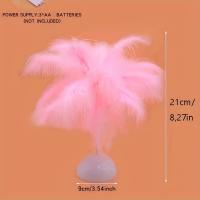 Lámpara De Mesa LED Cálida Pequeña Luz Nocturna Decorativa Para Habitación De Niña Y Novia Lámpara De Lectura Al Lado Del Cama Estilo Nórdico Romántico Con Plumas - details 11