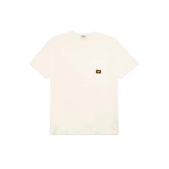 Camiseta Blanca Cat 5 Silicon Logo T-Shirt Bone Con Bolsillo Oversized - 1