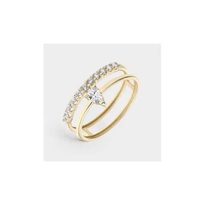 ANILLO DOBLE HILERA CIRCONITAS EN ORO AMARILLO DE 18 QUILATES LITTA FIORE. - LRN-201-032-14 - 1