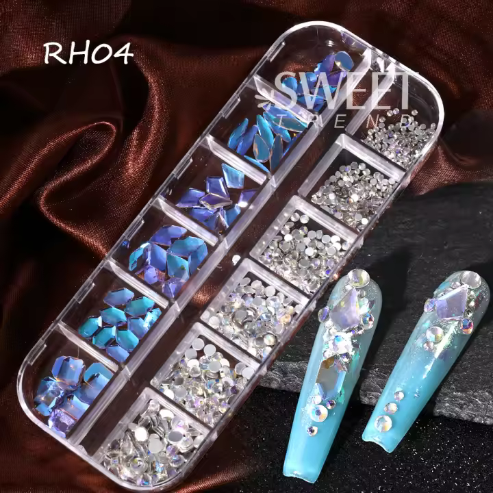 Champán Rhinestones Para Uñas Combinados Flatback Gemas Irregular Cristal 3D Encantos Joyería Accesorio De Diamante Brillante Decoración Partes - 1