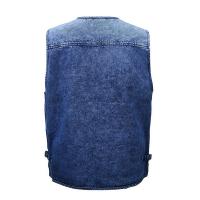 Chaleco De Hombre Azul Oscuro Con Multiple Bolsillos V-neck Sin Mangas Para Pesca Trucker Bicicleta Montañismo Casual Vestido De Verano - details 4