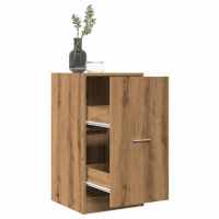 vidaXL Armario botiquín madera de ingeniería 40x41x77,5 cm en color Blanco/Marrón roble/Roble ahumado y más | almacenamiento funcional diseño moderno para baño dormitorio sala - details 5