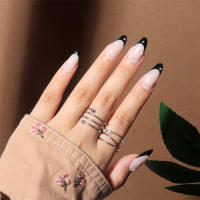 Juego De Uñas Postizas En Forma De Almendra 24Pcs Set Estilo Acrílico Art Nails Con Diseño De Nubes Y Estelar Uñas Largas Y Ovaladas - details 13
