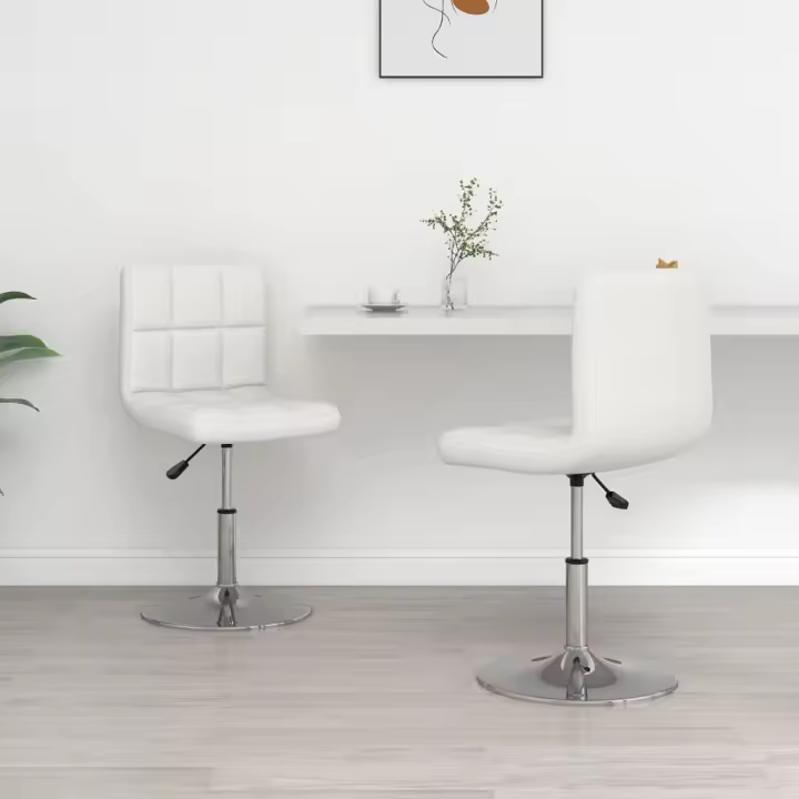 vidaXL Sillas de comedor 2 unidades cuero sintético blanco - 1