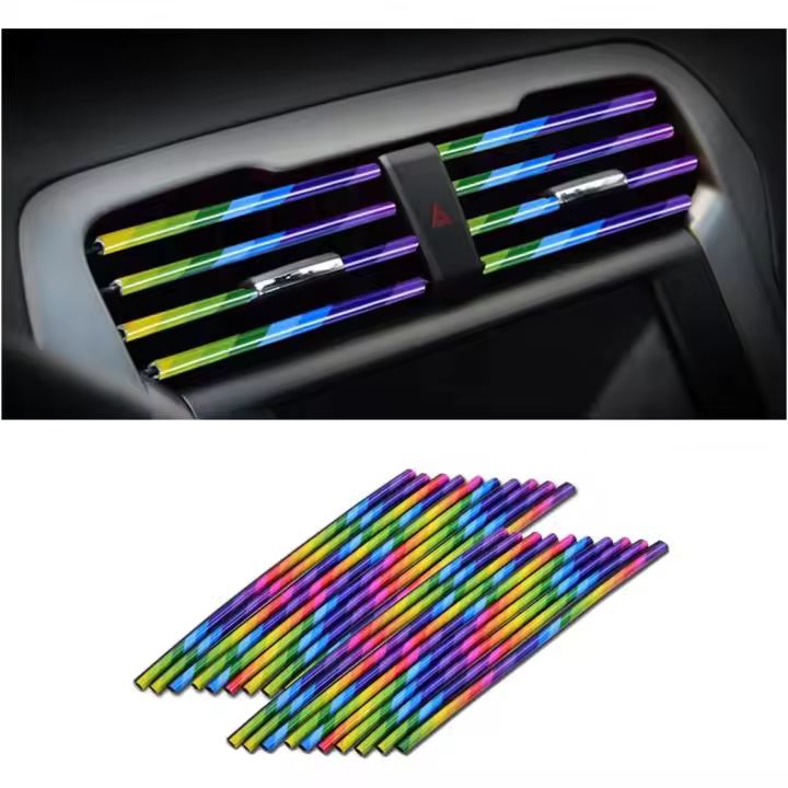 20 tiras decorativas para aire acondicionado de coche, tiras embellecedoras para salida de ventilación de coche, accesorios interiores de coche flexibles (multicolor) - 1