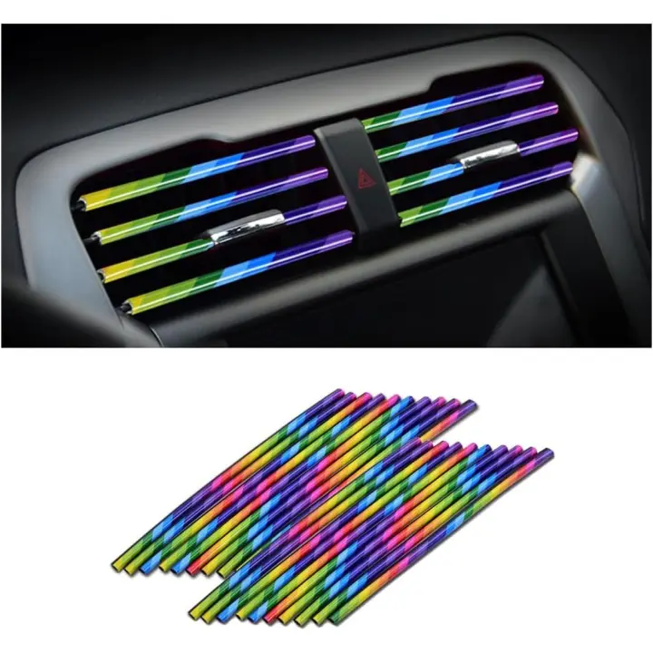 20 tiras decorativas para aire acondicionado de coche, tiras embellecedoras para salida de ventilación de coche, accesorios interiores de coche flexibles (multicolor) - 1