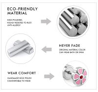 LUXUSTEEL Pendientes De Estilo De Flor Rosa Para Mujeres Niñas Y Niños Joyería De Lujo De Acero Inoxidable Con Cristal Redondo - details 4